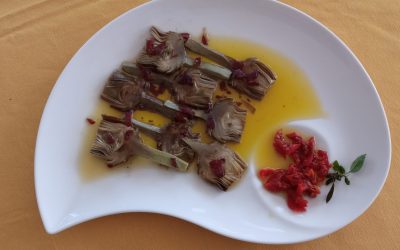 Alcachofas confitadas en aceite
